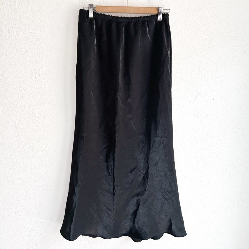 Vintage Venezia Black Satin Slip Skirt – Size 14/16 Y2K Whimsigoth